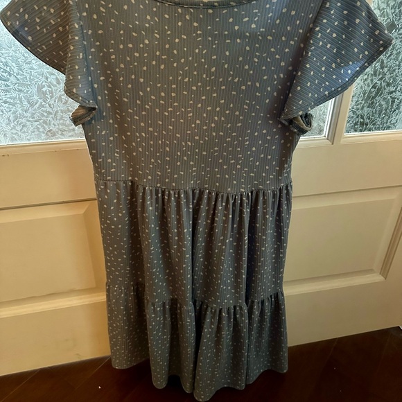 Jessica Simpson Blue and White Flutter Sleeve Dress - Picture 2 of 3